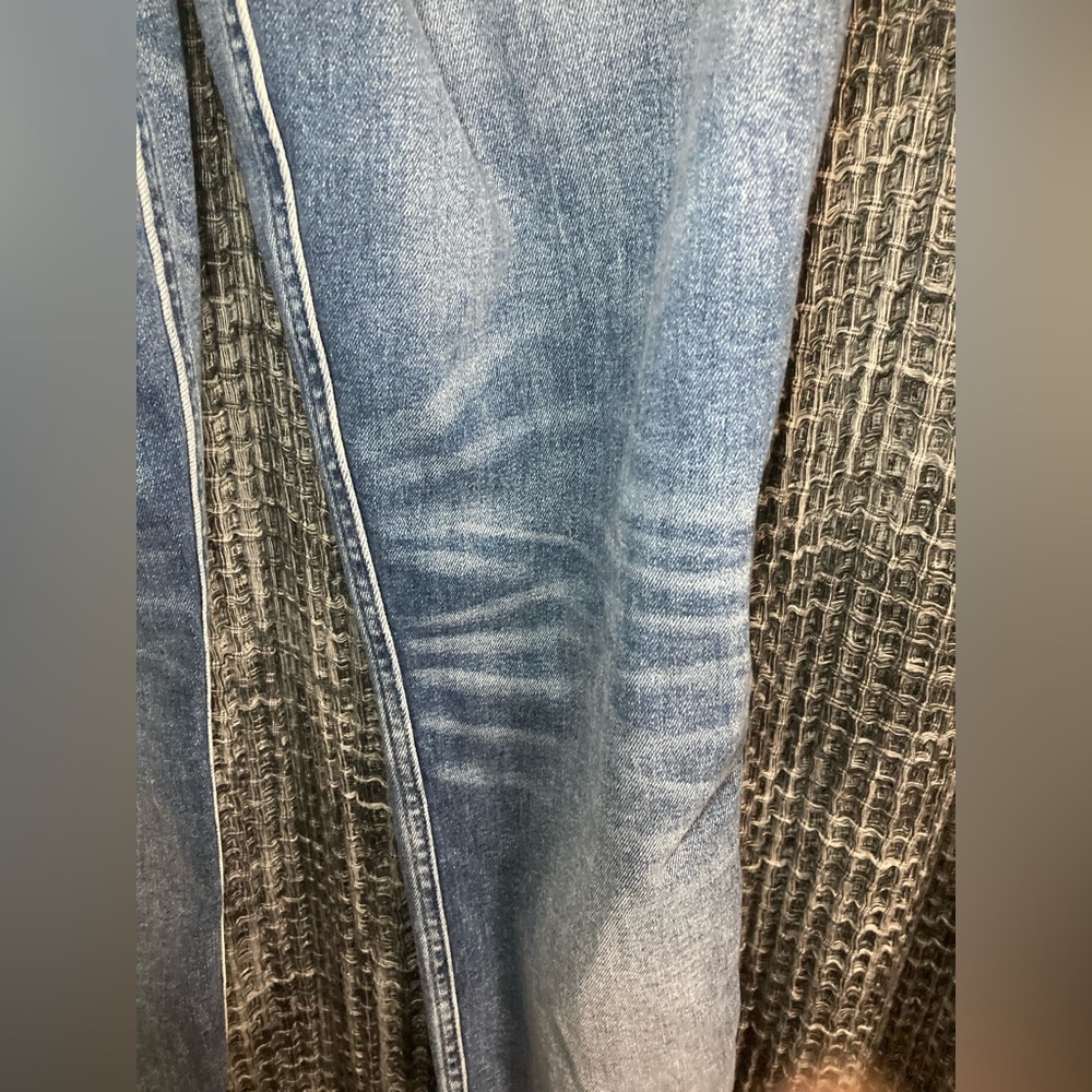 Women's Blue Distressed Mom Jeans - Picture 12 of 16
